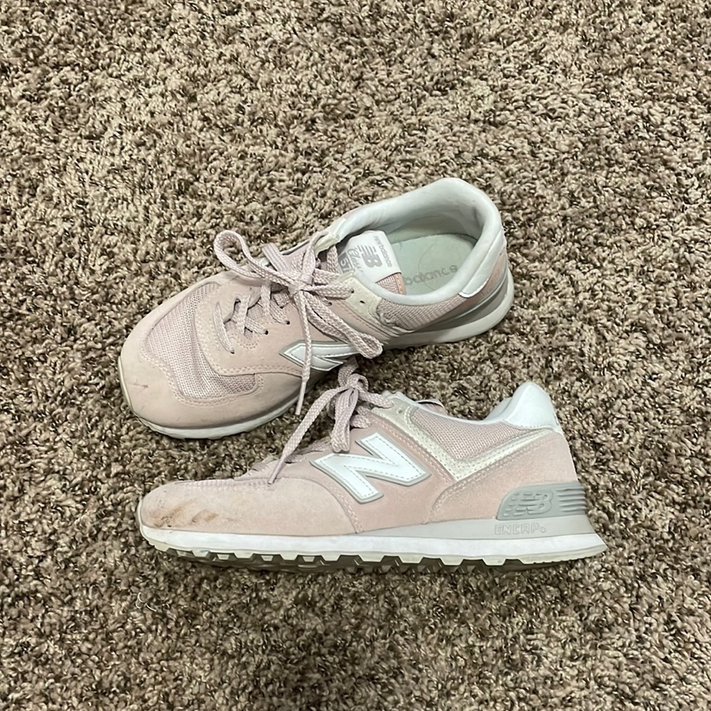 Baby pink New Balance 574 sneakers